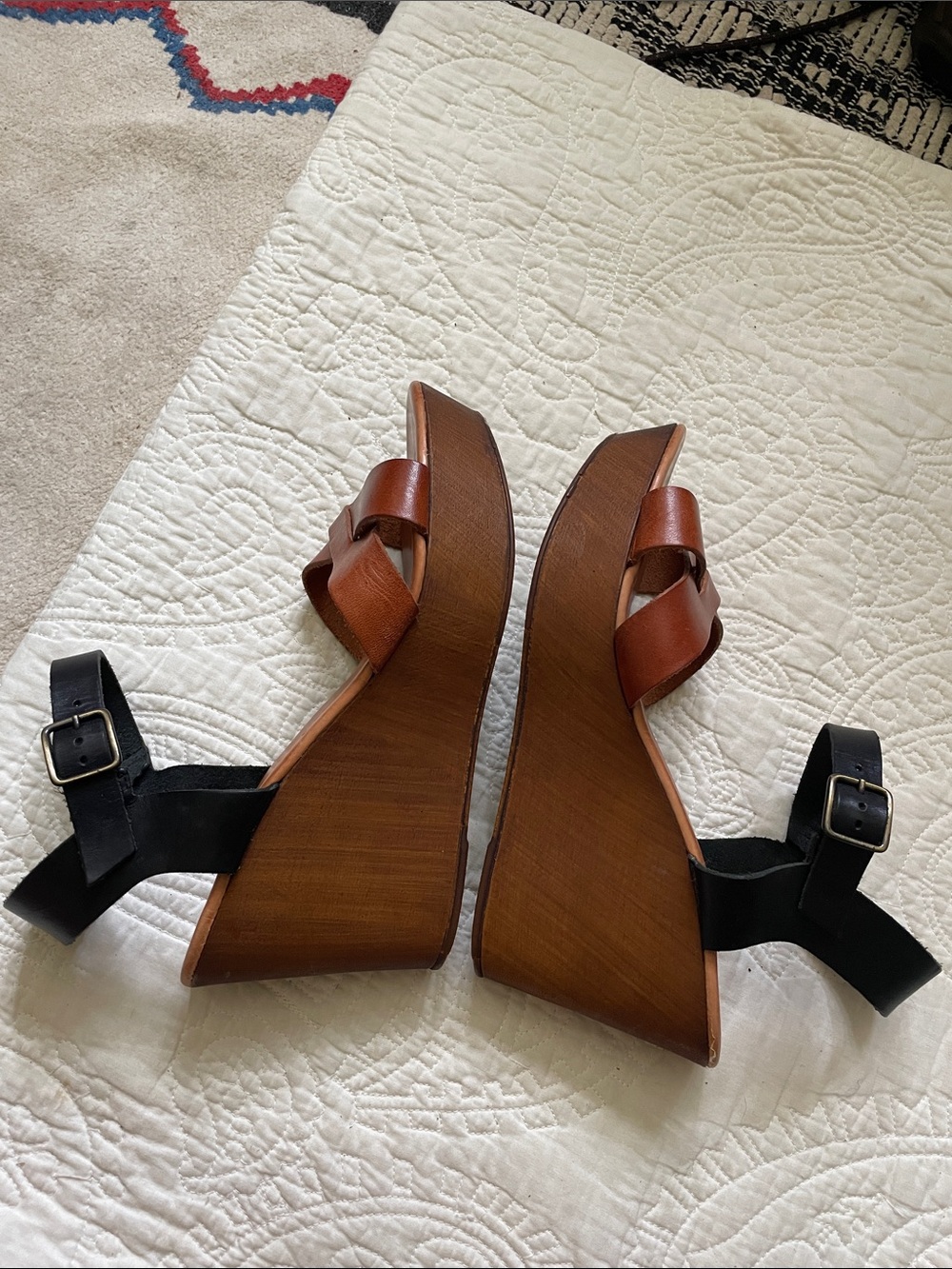 Bellamy leather made in Italy wedge heels EU 41 / US w 11 - Picture 10 of 16